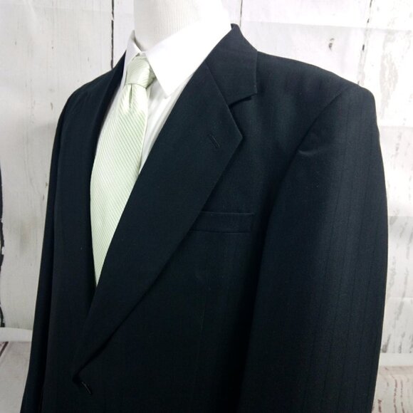 Trieste 41R 2 Button Black Herringbone Striped 2pc - Picture 5 of 15